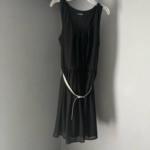 A. Byer Black Dress Mid Thigh With Gold Belt - size medium